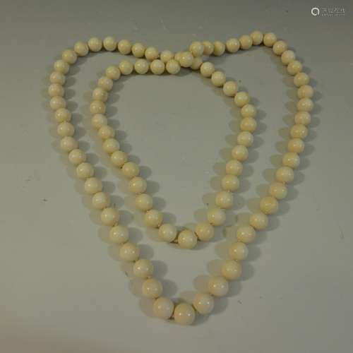 CHINESE CARVED ROUND BEADS NECKLACE