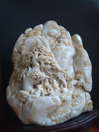 OLD Chinese Celadon White Jade Mountain Carvings. 21