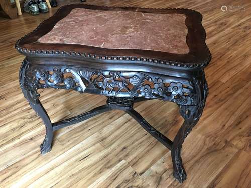 ANTIQUE Chinese large wood and mable Rectangle top table, 19th Century. 17