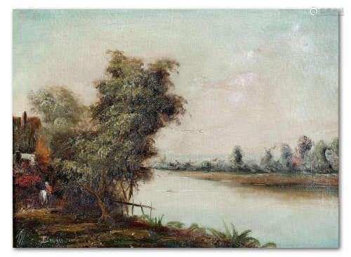 十九世紀 · 河邊景色, 由法國畫家Dumont Pierre （1884-1936） 於19世紀繪