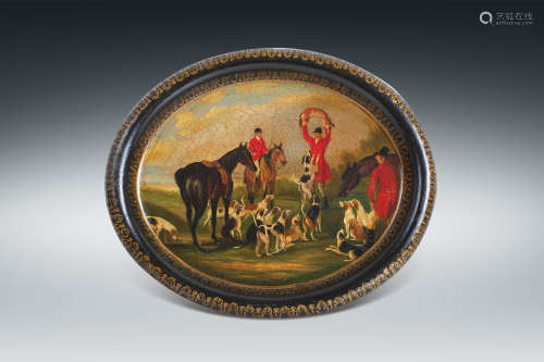 十九世紀 · 黑漆英國獵人裝飾碟子