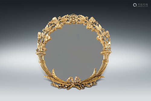 十九世紀 · 銅鎏金花葉飾邊鏡