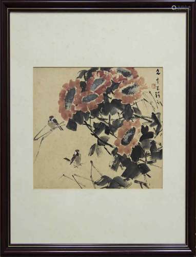 (1906-1992) 陈文希 麻雀 镜框 纸本