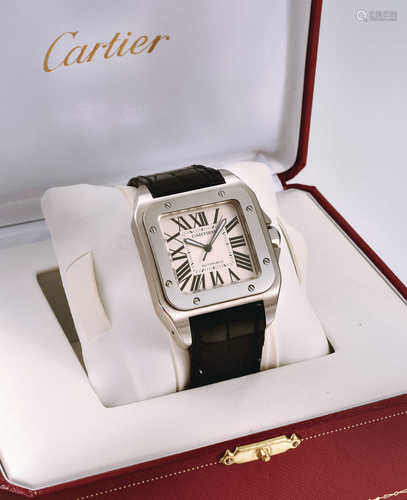 Cartier Santus 100钢男装皮带腕表