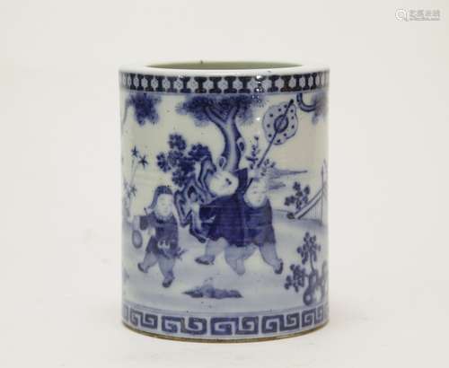 Chinese Blue and White Brush Pot