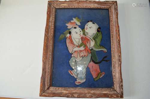 18th/19th C. Glass Painting with Frame