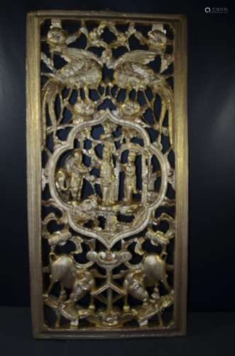 Pair of Antiuqe Chinese Wood Carved Panel