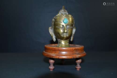 19th.C Chinese Tibetan Bronze Buddha Head