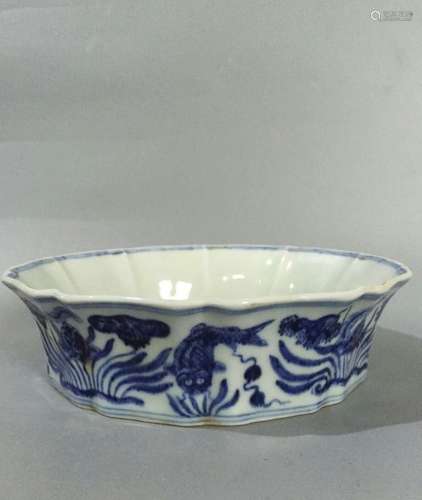 Chinese Blue/White Porcelain Brush Washer