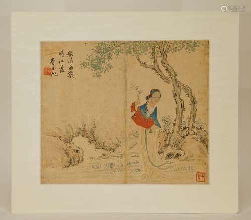 Antique Chinese Ink/Color Painting on Paper