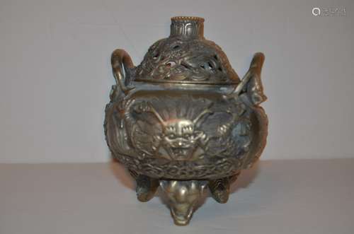 Chinese Bronze Triple Feet Censer, Marked