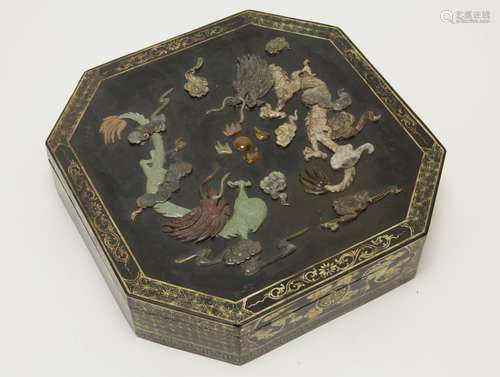 Republic Period Chinese Square Box, 19th C.