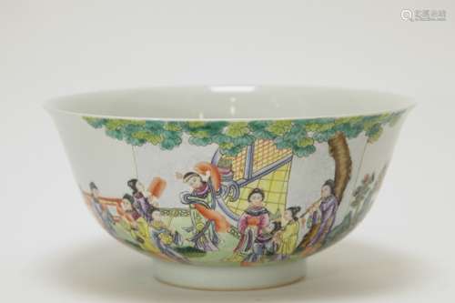 Chinese Famille Rose Porcelain Bowl Depicted Women