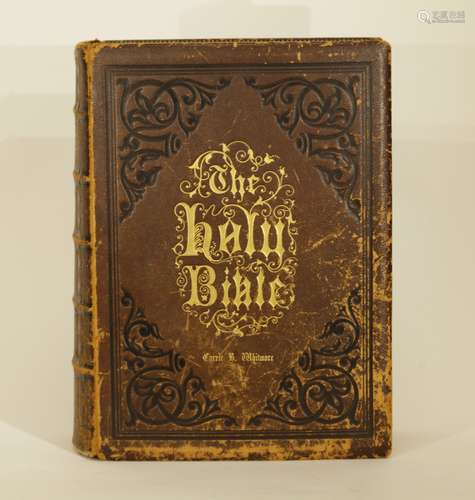 19th C. Holy Bible in Leather