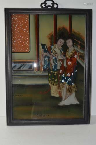 Chinese Glass Painting of Two ladies