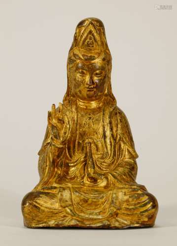 Chinese Gilt Bronze Guanyin