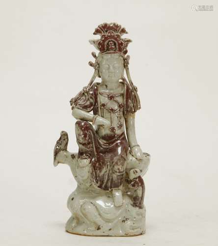 Chinese Porcelain Copper Red Guanyin