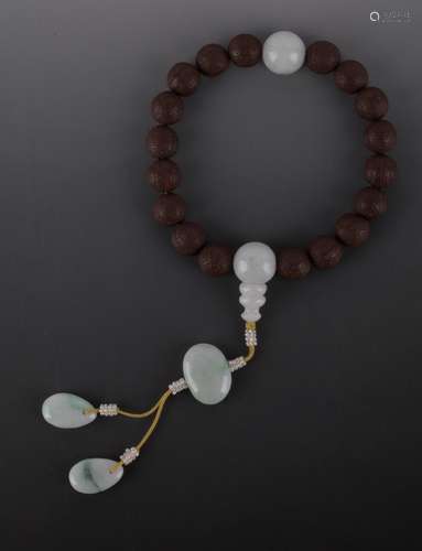 Chinese Wood & Jadeite Prayer Beads