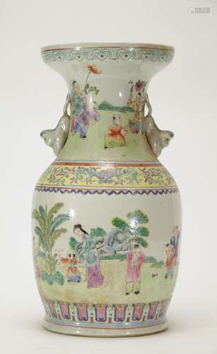 Chinese Porcelain Vase w/ Children Playing