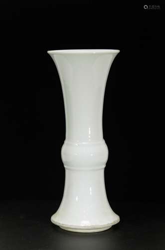 Chinese Porcelain White Glazed Gu Shape Vase