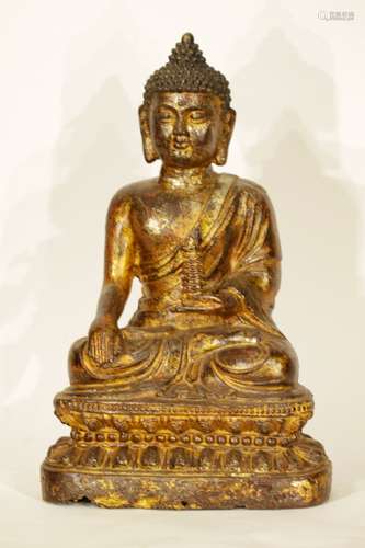 Chinese Large Iron Gilt Buddha