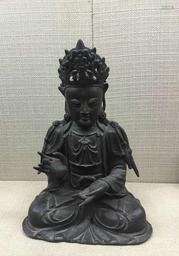 Chinese Bronze Seating Guanyin Buddha