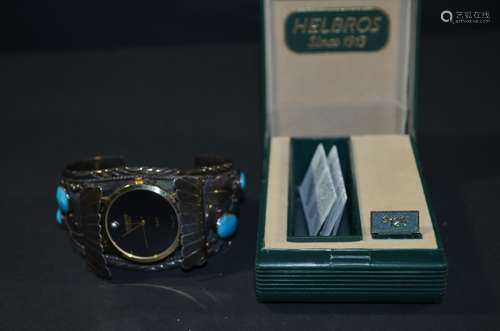 Antique American Turquoise Watch, 925 mark