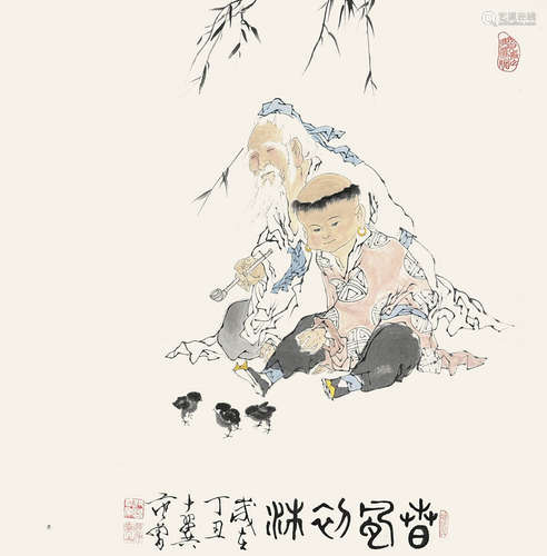 范曾《人物》设色纸本镜片