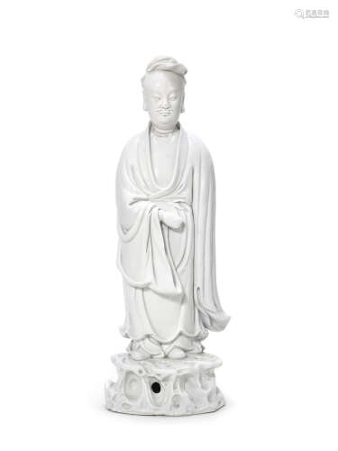 A rare blanc-de-Chine figure of Lü Dongbin