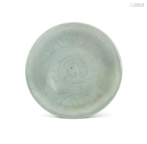 A celadon-glazed dish