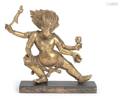 A gilt-bronze figure of Yama