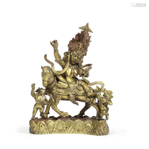 A gilt-bronze figure of palden lhamo