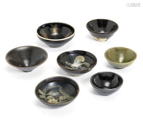 A group of various iron-glazed tea bowls