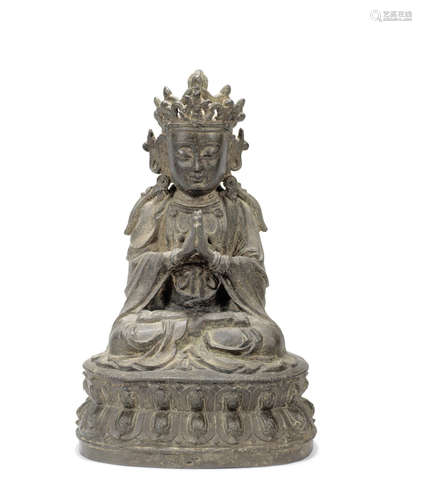 A bronze figure of Guanyin