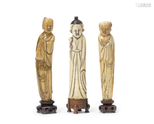 Three various ivory figures