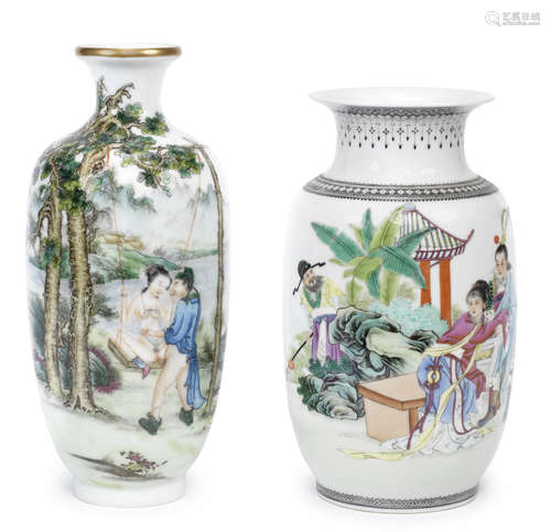 An enamelled 'erotic-subject' vase