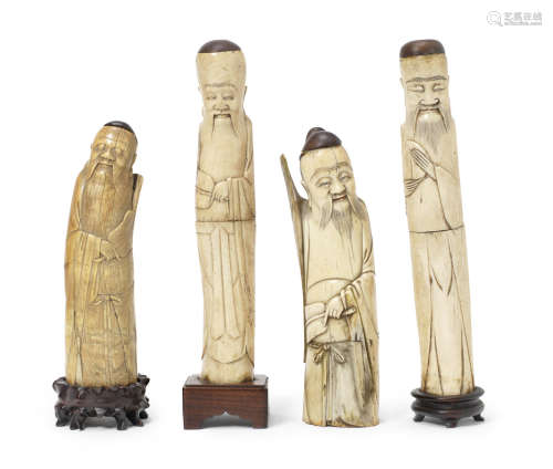 A selection of ivory and stag antler figures of Dongfang Shuo and Shoulao