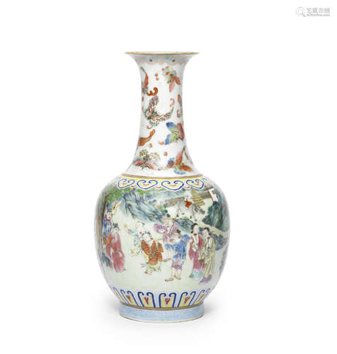 A fine famille rose bottle vase