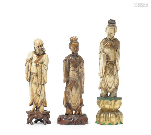 Three ivory figures of Daoist Immortals