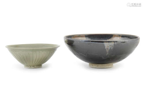 A Yaozhou carved bowl and a Jizhou russet-splashed bowl