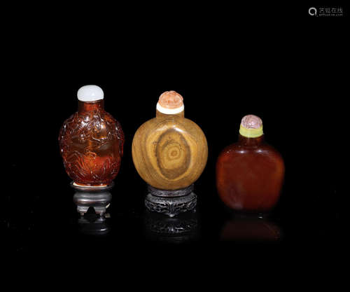 Three various snuff bottles