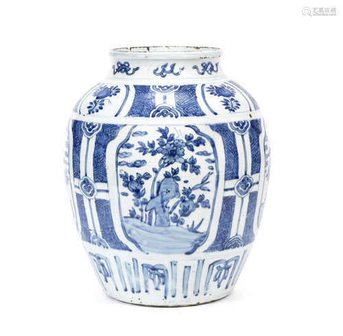 A large blue and white baluster vase