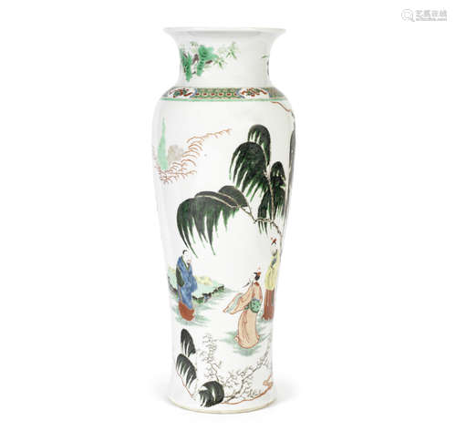 A large famille verte baluster vase