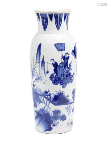 A blue and white sleeve vase, rolwagen