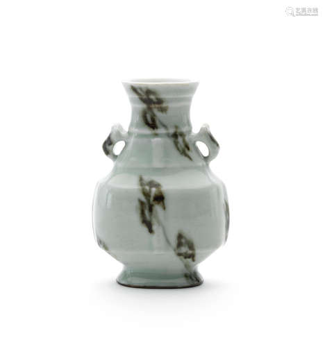 A small archaistic celadon-glazed vase, hu