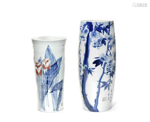 Two underglaze-decorated vases