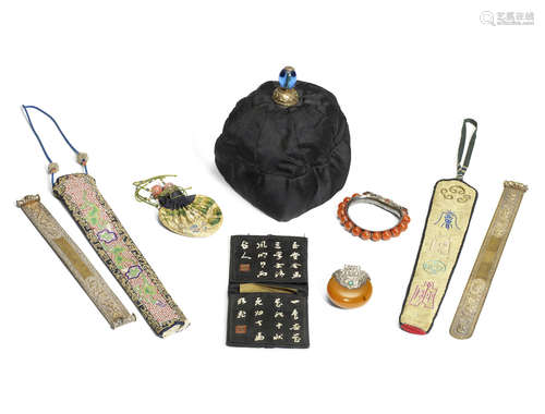 A small group of Manchu jewellery and textiles