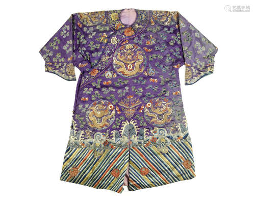 An embroidered purple silk 'dragon' robe