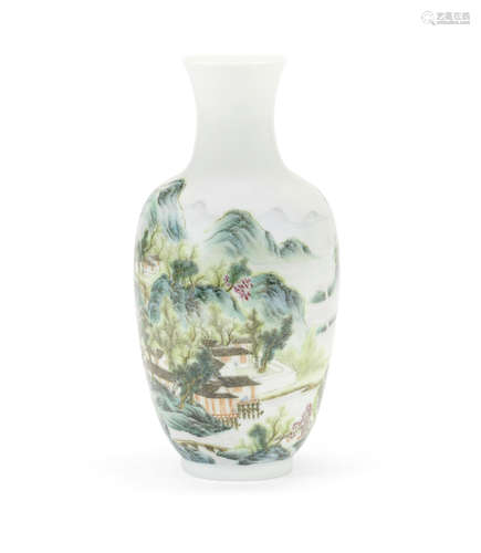 A famille rose semi-eggshell baluster vase