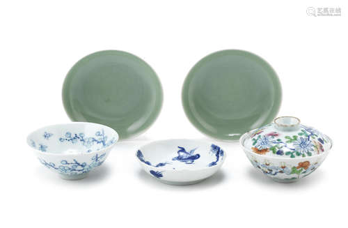 A group of porcelain dishes and bowls